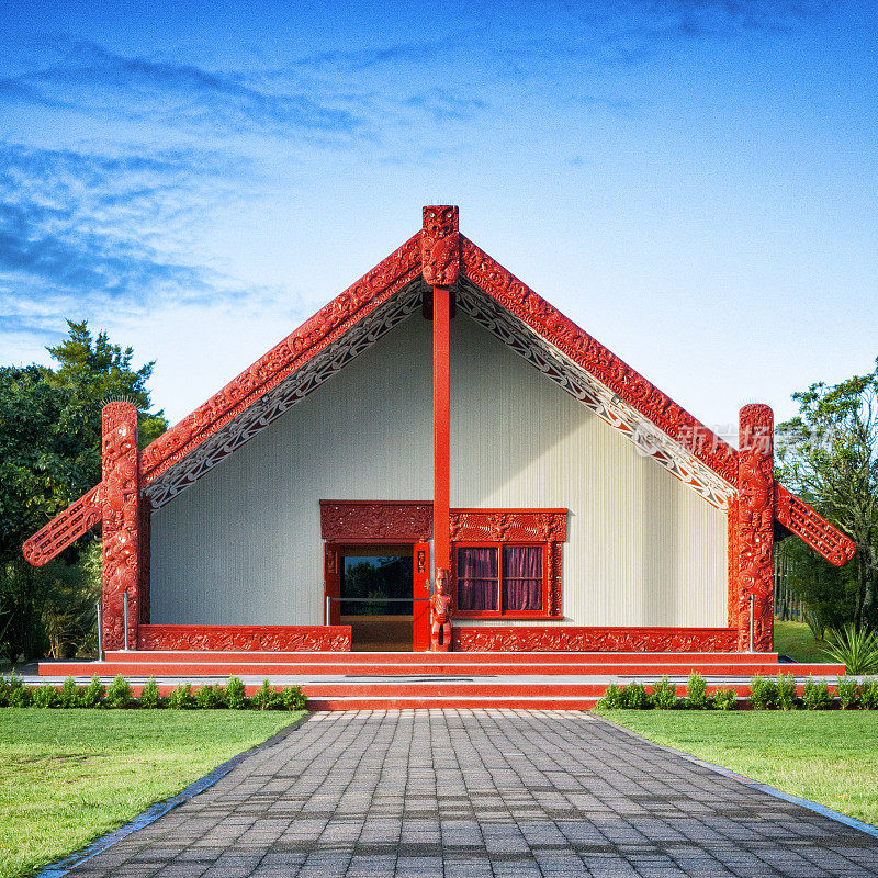 Māori wharenui会议室在罗托鲁瓦，新西兰